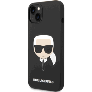 Silikónové puzdro Karl Lagerfeld na Apple iPhone 14 Plus KLHMP14MSLKHBK Liquid Silicone Karl Head MagSafe čierne