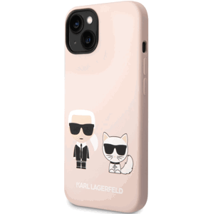 Silikónové puzdro Karl Lagerfeld na Apple iPhone 14 Plus KLHMP14MSSKCI Liquid Silicone Karl and Choupette MagSafe ružové