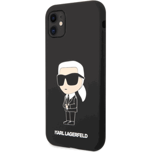 Silikónové puzdro Karl Lagerfeld na Apple iPhone 11 KLHCN61SNIKBCK Liquid Silicone Ikonik NFT čierne