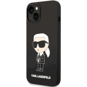 Silikónové puzdro Karl Lagerfeld na Apple iPhone 13 KLHCP13MSNIKBCK Liquid Silicone Ikonik NFT čierne