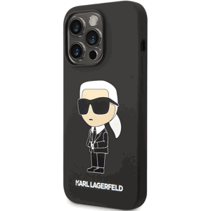 Silikónové puzdro Karl Lagerfeld na Apple iPhone 13 Pro KLHCP13LSNIKBCK Liquid Silicone Ikonik NFT čierne