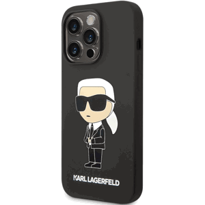 Silikónové puzdro Karl Lagerfeld na Apple iPhone 13 Pro Max KLHCP13XSNIKBCK Liquid Silicone Ikonik NFT čierne
