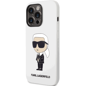 Silikónové puzdro Karl Lagerfeld na Apple iPhone 12/12 Pro KLHCP12MSNIKBCH Liquid Silicone Ikonik NFT biele