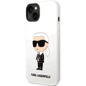 Silikónové puzdro Karl Lagerfeld na Apple iPhone 13 KLHCP13MSNIKBCH Liquid Silicone Ikonik NFT biele