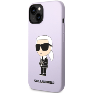 Silikónové puzdro Karl Lagerfeld na Apple iPhone 14 KLHCP14SSNIKBCU Liquid Silicone Ikonik NFT fialové