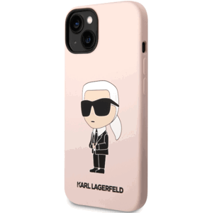 Silikónové puzdro Karl Lagerfeld na Apple iPhone 13 KLHCP13MSNIKBCP Liquid Silicone Ikonik NFT ružové