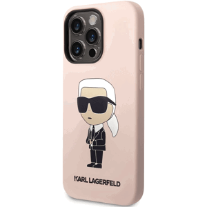 Silikónové puzdro Karl Lagerfeld na Apple iPhone 13 Pro Max KLHCP13XSNIKBCP Liquid Silicone Ikonik NFT ružové