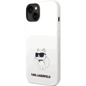 Silikónové puzdro Karl Lagerfeld na Apple iPhone 14 KLHCP14SSNCHBCH Liquid Silicone Choupette NFT biele