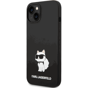 Silikónové puzdro Karl Lagerfeld na Apple iPhone 12/12 Pro KLHCP12MSNCHBCK Liquid Silicone Choupette NFT čierne