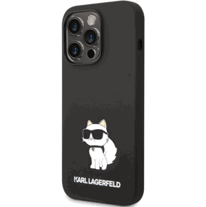 Silikónové puzdro Karl Lagerfeld na Apple iPhone 14 Pro KLHCP14LSNCHBCK Liquid Silicone Choupette NFT čierne