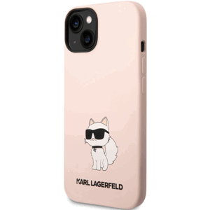 Silikónové puzdro Karl Lagerfeld na Apple iPhone 14 KLHCP14SSNCHBCP Liquid Silicone Choupette NFT ružové