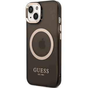 Plastové puzdro Guess na Apple iPhone 14 GUHMP14SHTCMK Translucent MagSafe čierne