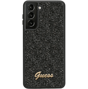 Plastové puzdro Guess na Samsung Galaxy S23 5G S911 GUHCS23SHGGSHK Fixed Glitter čierne