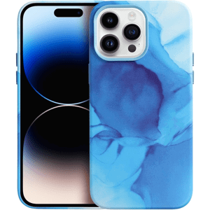 Plastové puzdro na Apple iPhone 14 Pro Max Leather Mag PU Splash modré