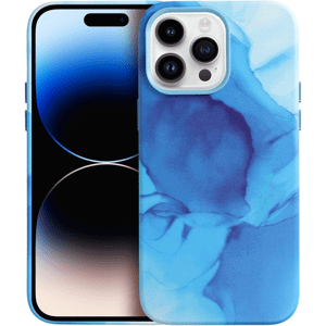 Plastové puzdro na Apple iPhone 13 Leather Mag PU Splash modré