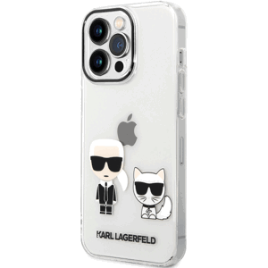 Plastové puzdro Karl Lagerfeld na Apple iPhone 14 Pro KLHCP14LCKTR Ikonik Karl and Choupette transparentné