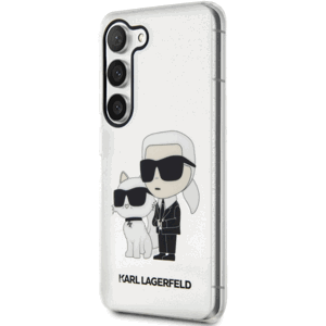 Plastové puzdro Karl Lagerfeld na Samsung Galaxy S23 5G S911 KLHCS23SHNKCTGT IML Glitter Karl and Choupette NFT transparentné