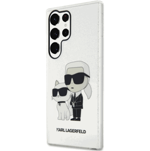 Plastové puzdro Karl Lagerfeld na Samsung Galaxy S23 Ultra 5G S918 KLHCS23LHNKCTGT IML Glitter Karl and Choupette NFT transparentné