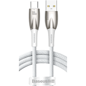 Kábel Baseus Glimmer Series CADH000402, USB-A na USB-C Power Delivery 100W, 1m, biely