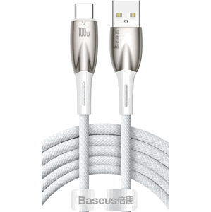 Kábel Baseus Glimmer Series CADH000602, USB-A na USB-C Power Delivery 100W, 2m, biely