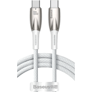 Kábel Baseus Glimmer Series CADH000702, USB-C na USB-C Power Delivery 100W, 1m, biely