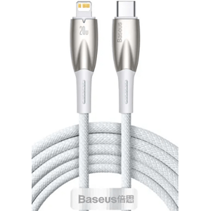 Kábel Baseus Glimmer Series CADH000102, USB-C na Apple Lightning 8-pin Power Delivery 20W, 2m, biely