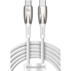Kábel Baseus Glimmer Series CADH000802, USB-C na USB-C Power Delivery 100W, 2m, biely