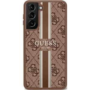 Plastové puzdro Guess na Samsung Galaxy S23 5G S911 GUHCS23SP4RPSW 4G Printed Stripe hnedé