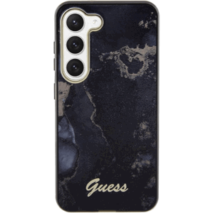 Plastové puzdro Guess na Samsung Galaxy S23 Ultra 5G S918 GUHCS23LHTMRSK HC IML Golden Marble čierne