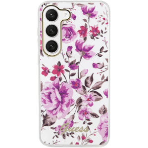 Plastové puzdro Guess na Samsung Galaxy S23+ 5G S916 GUHCS23MHCFWST HC IML Flower biele