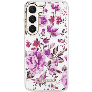 Plastové puzdro Guess na Samsung Galaxy S23 5G S911 GUHCS23SHCFWST HC IML Flower biele