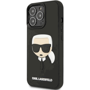 Plastové puzdro Karl Lagerfeld na Apple iPhone 14 Pro KLHCP14LKH3DBK 3D Rubber Karl`s Head čierne