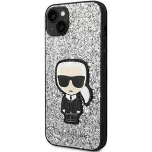 Plastové puzdro Karl Lagerfeld na Apple iPhone 14 KLHCP14SGFKPG HC Glitter Flakes Ikonik strieborné