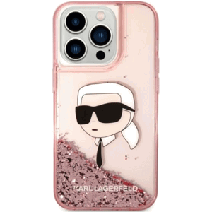 Plastové puzdro Karl Lagerfeld na Apple iPhone 14 Pro KLHCP14LLNKHCP Glitter Karl Head ružové