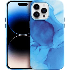 Plastové puzdro na Apple iPhone 14 Pro Leather Mag PU Splash modré
