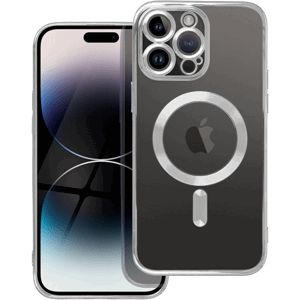 Silikónové puzdro na Apple iPhone 14 Pro Max Electro Mag strieborné