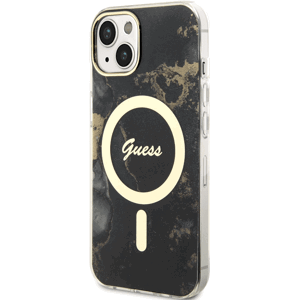 Plastové puzdro Guess na Apple iPhone 13 GUHMP13MHTMRSK Marble IML MagSafe čierne