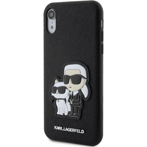 Plastové puzdro Karl Lagerfeld na Apple iPhone XR KLHCI61SANKCPK Saffiano Karl and Choupette NFT čierne