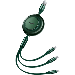 Kábel Baseus Bright Mirror 3v1 CAMJ010006, microUSB, USB-C, Lightning, 3,5A 1.1m, zelený