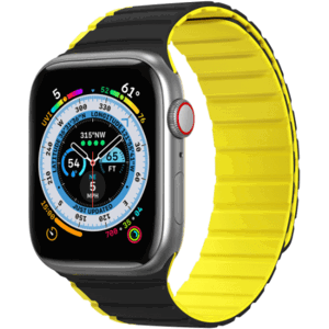 Náhradný remienok na Apple Watch Ultra/SE/8/7/6/5/4/3/2/1, (49, 45, 44, 42 mm), Dux Ducis Strap Magnetic LD Version čierno-žltý