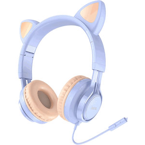 HOCO W36 slúchadlá s mikrofónom Cat Ear svetlo modré