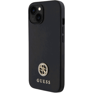 Plastové puzdro Guess na Apple iPhone 15 GUHCP15SPS4DGPK 4G Strass Metal Logo čierne