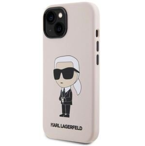 Plastové puzdro Karl Lagerfeld na Apple iPhone 15 Liquid Silicone Ikonik NFT ružové