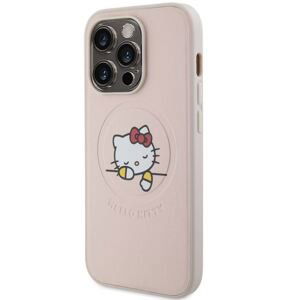 Plastové puzdro Hello Kitty na Apple iPhone 15 Pro PU Kitty Asleep Logo MagSafe ružové