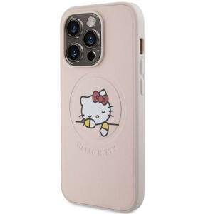 Plastové puzdro Hello Kitty na Apple iPhone 15 Pro PU Kitty Asleep Logo MagSafe ružové