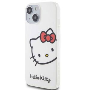 Plastové puzdro Hello Kitty na Apple iPhone 15 IML Head Logo biele