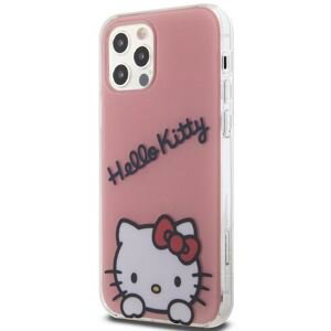Plastové puzdro Hello Kitty na Apple iPhone 12/12 Pro IML Daydreaming Logo ružové