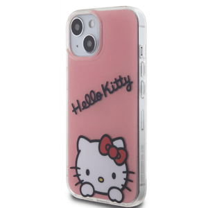 Plastové puzdro Hello Kitty na Apple iPhone 15 IML Daydreaming Logo ružové