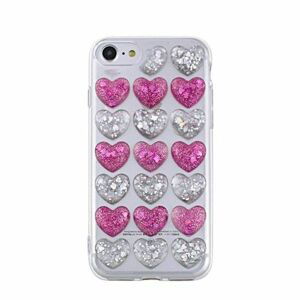 3D valentínske silikónové puzdro Heart 5 pre Apple iPhone 7/8 ružovo strieborné