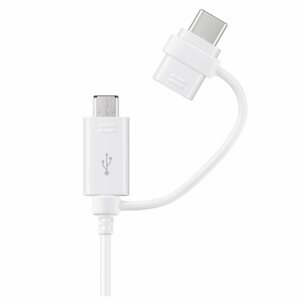 Kábel Samsung Combo EP-DG930DWE, USB-A na microUSB/redukcia USB-C, 1.5m, biely (Blister)